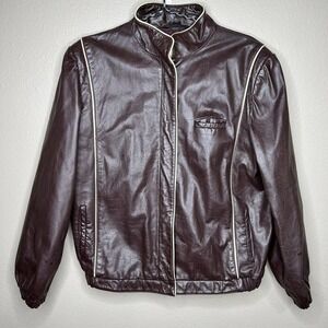 Opera Junior's Burgundy Red 100% Leather Full Zip Moto Jacket SZ 13